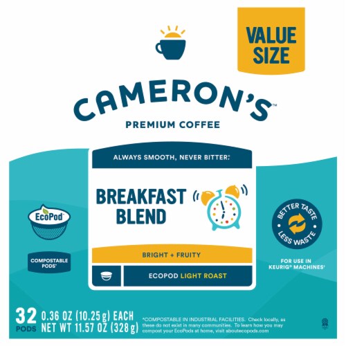 Cameron’s Coffee EcoPods, Breakfast Blend Light Roast Ground Coffee
