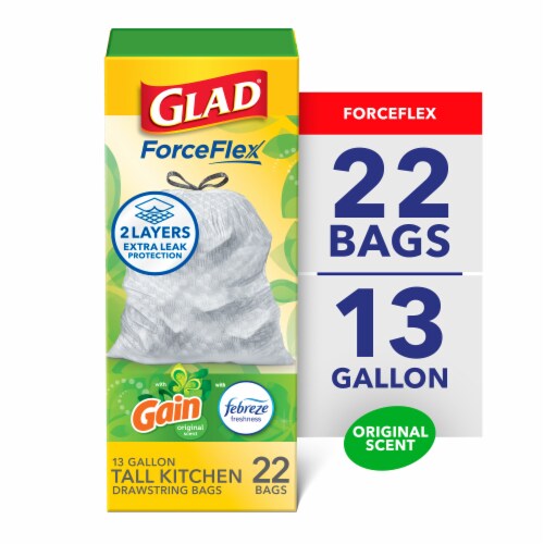 Glad ForceFlex with Febreze Gain Original Scent Tall Kitchen Drawstring Trash Bags