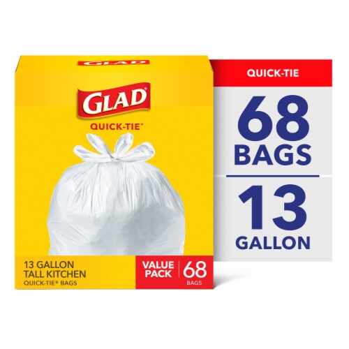 Glad Quick-Tie Tall Kitchen Trash Bags 13 Gallon