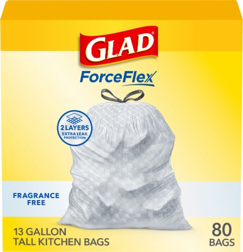 Glad ForceFlex Fragrance Free Tall Kitchen Drawstring Trash Bags
