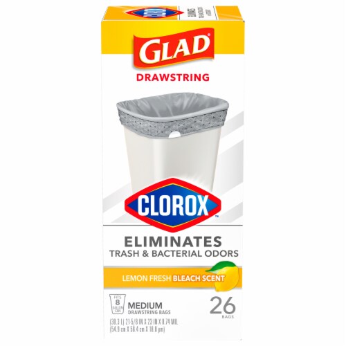 Glad® With Clorox™ Lemon Fresh Bleach Scent Drawstring Trash Bags