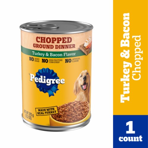 Pedigree Chopped Ground Dinner Adult Canned Soft Wet Dog Food Turkey & Bacon