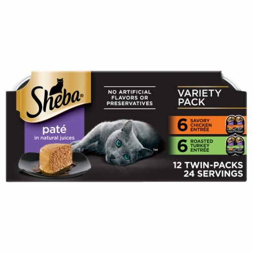 Sheba Perfect Portions Adult Wet Cat Food Pate Savory Chicken & Roasted Turkey Variety Pack