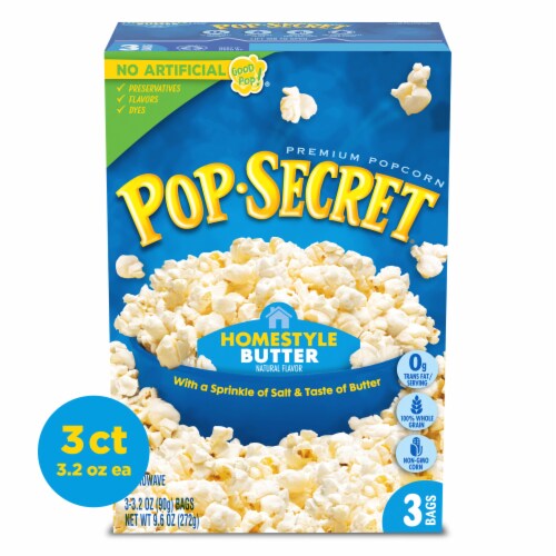 Pop Secret Microwave Popcorn Homestyle Butter Flavor 3.2 Oz Sharing Bags