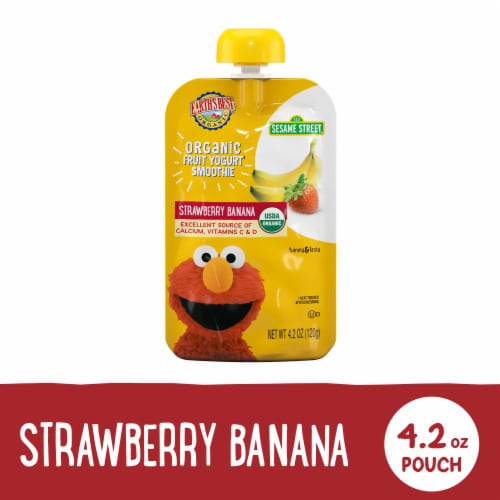 Earth’s Best Organic Sesame Street Toddler Organic Fruit Yogurt Smoothie Strawberry Banana, 4.2 oz