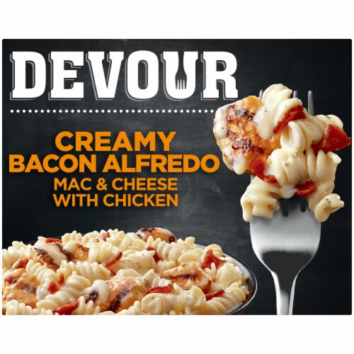 DEVOUR Creamy Bacon Alfredo Mac & Cheese with Chicken Frozen Meal, Box