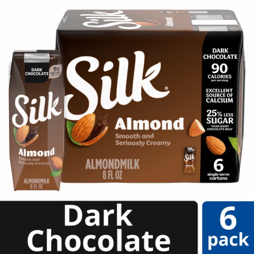 Silk Dark Chocolate Shelf Stable Dairy Free Vegan Almond Milk Half Pint