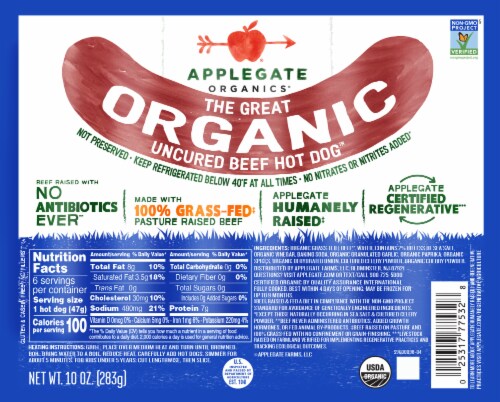 Applegate Great Organic Uncured Beef Hot Dog
