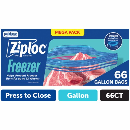 Ziploc® Brand Gallon Freezer Storage Bags, Stay Open Design, Easy to Fill