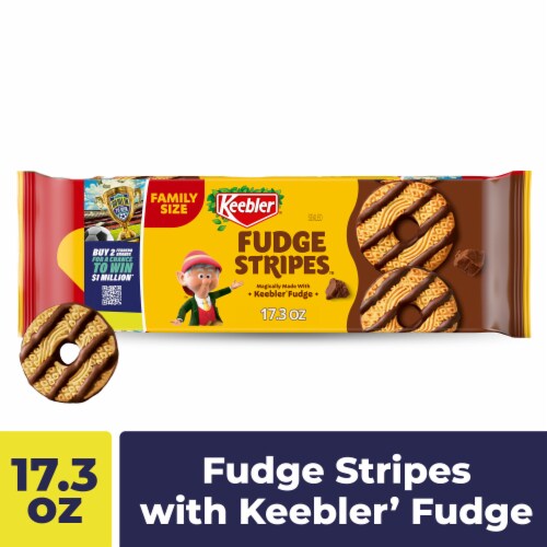 Keebler Fudge Stripes Original Shortbread Cookies Coated in Fudge