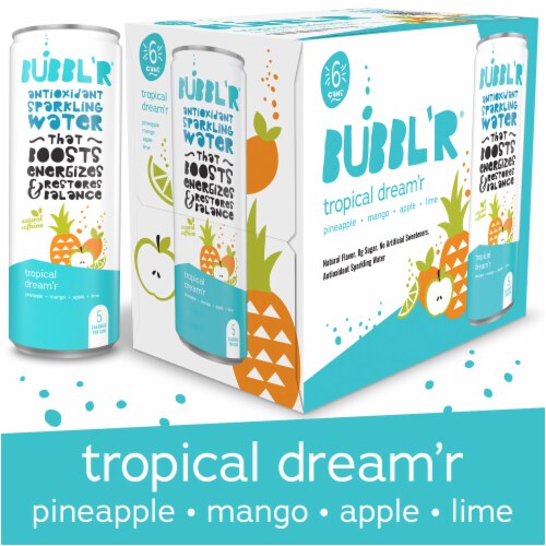 BUBBL’R Tropical Dream’r Antioxidant Sparkling Water Cans