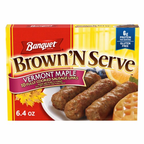 Banquet Brown’N Serve Vermont Maple Fully Cooked Sausage Links, Frozen Breakfast