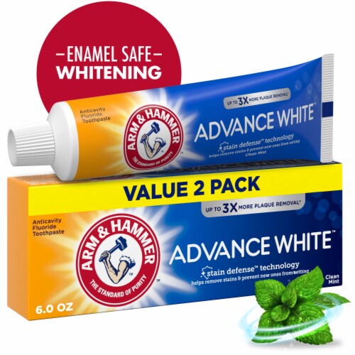 ARM & HAMMER Advance White Toothpaste Twin Pack Clean Mint Anticavity Fluoride Whitening