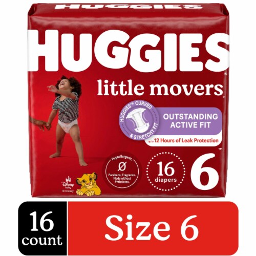 Huggies Little Movers Baby Diapers, Size 6 (35+ lbs)