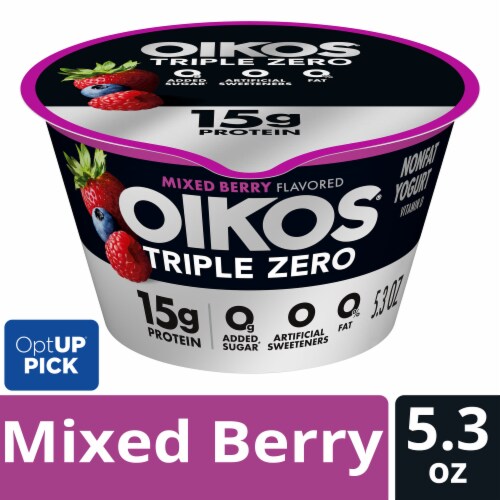 Oikos Triple Zero Mixed Berry High Protein Nonfat Greek Yogurt Cup