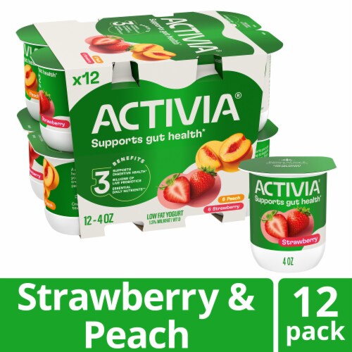 Activia Peach & Strawberry Probiotic Low Fat Yogurt Cups
