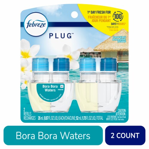 Febreze Plug In Air Freshener Odor-Fighting Scented Oil Refill Bora Bora Waters Scent Refills