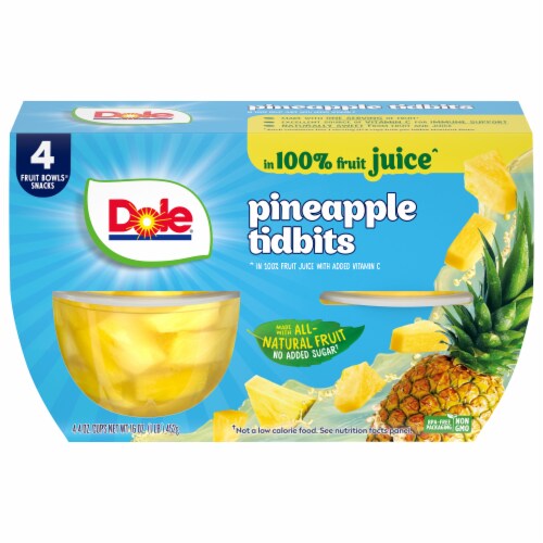 Dole® Fruit Bowls® Pineapple Tidbits In 100% Fruit Juice Cups