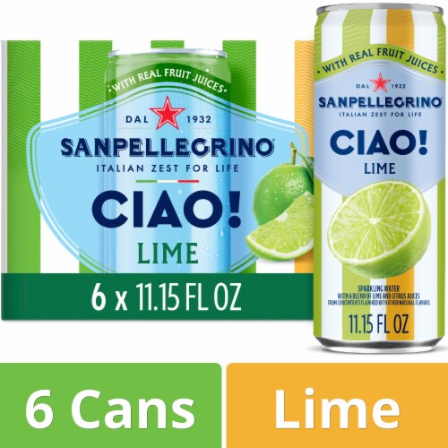 Sanpellegrino CIAO Lime Zero Added Sugar Sparkling Water Cans