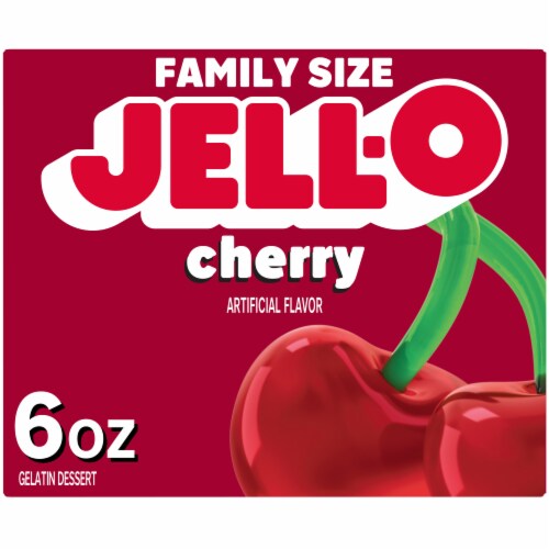 Jell-O Cherry Gelatin Dessert Mix, Family Size, Box