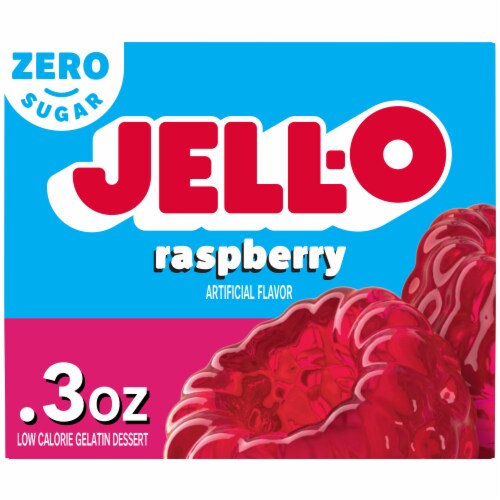 Jell-O Raspberry Artificially Flavored Zero Sugar Gelatin Dessert Mix, Box