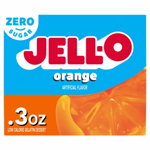 Jell-O Orange Artificially Flavored Zero Sugar Low Calorie Gelatin Dessert Mix, Box
