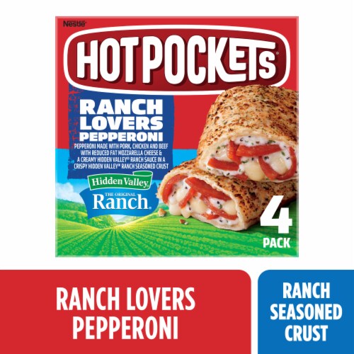 Hot Pockets Ranch Lovers Pepperoni Ranch Seasoned Crust Pizza Snacks Frozen Snacks 4PK