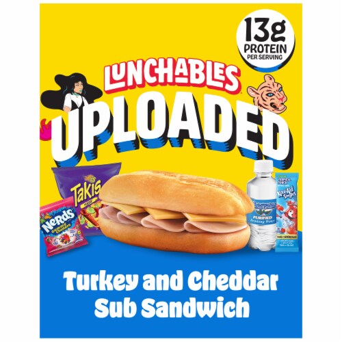 Lunchables Uploaded Turkey and Cheddar Sub Sandwich Snack Kit, Box
