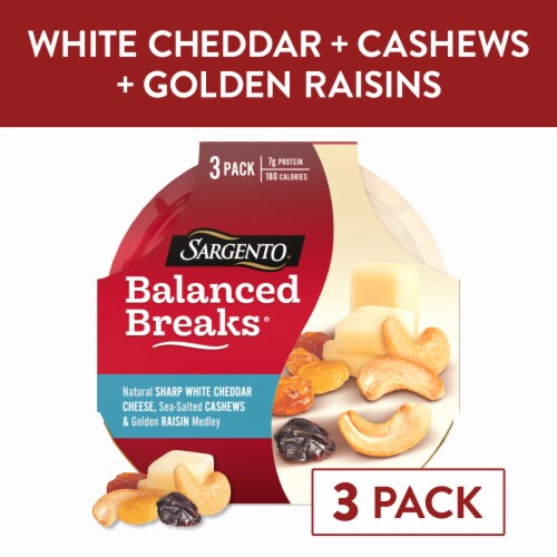 Sargento® Balanced Breaks® Sharp White Cheddar Cheese Cashews & Raisins Snack Kit