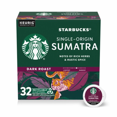 Starbucks Single-Origin Sumatra Dark Roast Hot or Iced Coffee K-Cup Coffee Pods