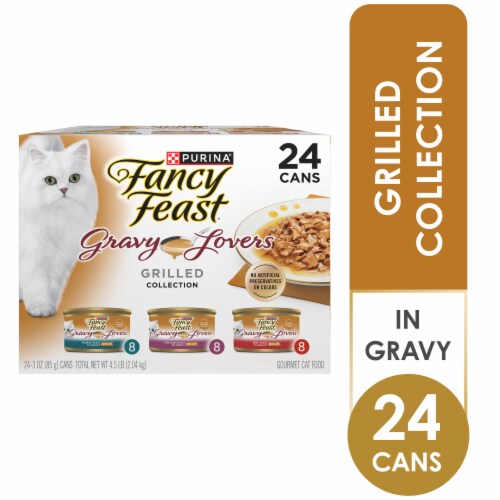 Purina Fancy Feast Gravy Lovers Grilled Wet Cat Food Variety Pack Turkey Chicken and Beef