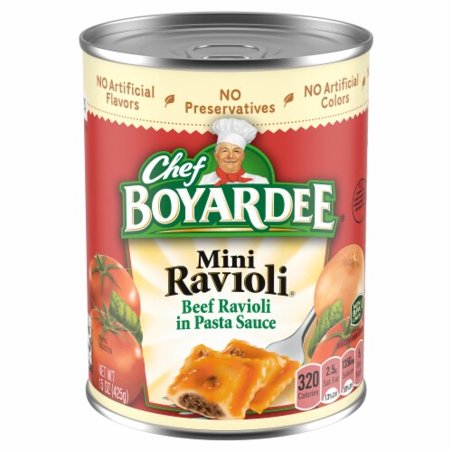 Chef Boyardee Mini Ravioli, Beef Ravioli in Pasta Sauce, Ready-to-Eat Meal, 15 oz Can