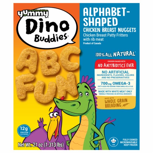 Yummy Dino Buddies Frozen Fully Cooked Dinosaur Shaped Chicken Breast Nuggets
