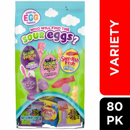 SOUR PATCH KIDS Bunnies Sour Eggs and SWEDISH FISH Mini Soft & Chewy Easter Candy Variety Pack