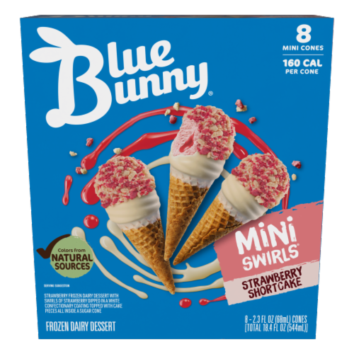 Blue Bunny Mini Swirls Strawberry Shortcake Cones Frozen Dessert