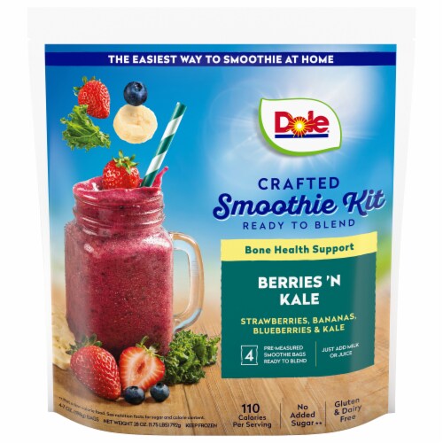 Dole Crafted Berries ‘N Kale Smoothie Mix 4 – 7 oz Bags