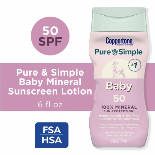 Coppertone Pure and Simple Baby Sunscreen Lotion SPF 50 with Zinc Oxide