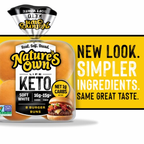 Nature’s Own Life Keto Soft White Burger Buns, Keto Hamburger Buns, Keto Bread Buns