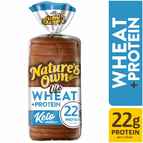 Nature’s Own Life Wheat Plus Protein Bread, 22g Protein per 2 slices, Keto Friendly, 16 oz Loaf