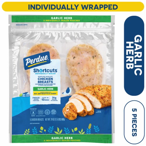 PERDUE® SHORTCUTS® Individually Sealed Boneless Skinless Chicken Breasts, Garlic Herb