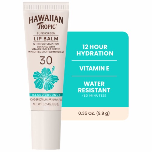 Hawaiian Tropic Lip Balm Island Coconut SPF 30 Vitamin E + Shea Butter