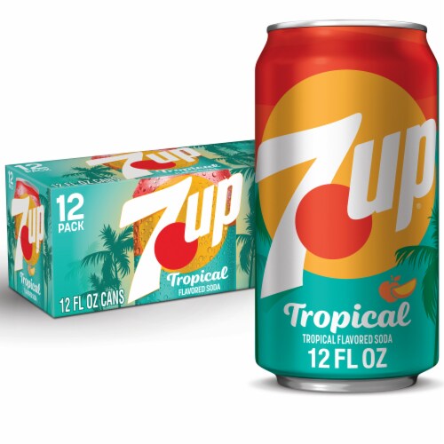 7UP Tropical Caffeine Free Lemon Lime Mango Peach Soda Cans