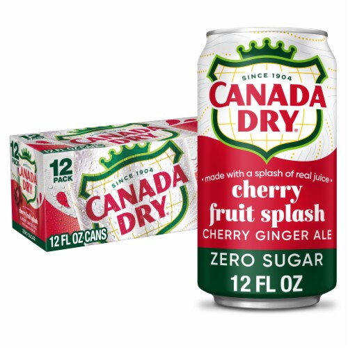 Canada Dry Fruit Splash Cherry Ginger Ale Zero Sugar Soda Cans