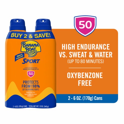 Banana Boat Sport Ultra Sunscreen Spray SPF 50+ Broad Spectrum Superior Endurance Vs Sweat + Water