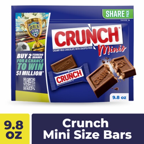 CRUNCH Minis Candy Bars Creamy Milk Chocolate with Crisped Rice Resealable Share Pack