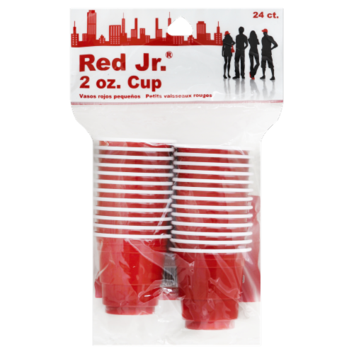 Red Jr. 2 Oz. Red Plastic Cups (24-Pack) 3711810443 Pack of 6