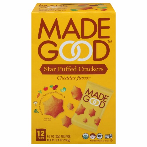MadeGood Cheddar Star Puffed Crackers