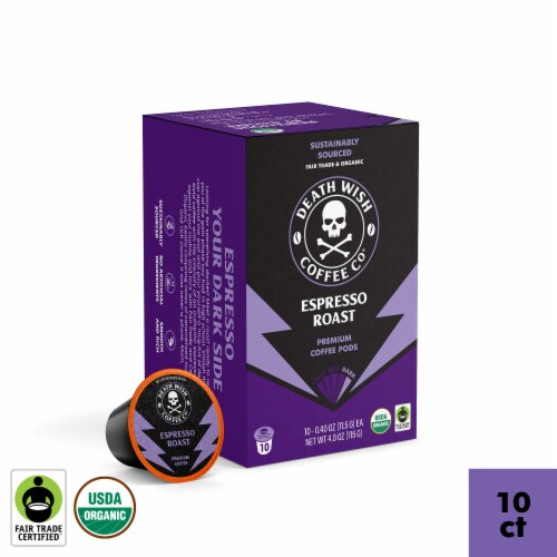 Death Wish Coffee Co.® Espresso Roast Hints Of Caramelized Sugar Organic Coffee Pods