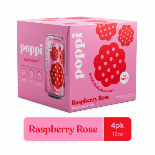 Poppi Raspberry Rose Prebiotic Soda Cans