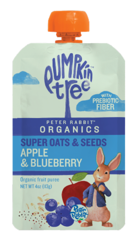 Peter Rabbit Organics Super Oats and Seeds Apple and Blueberry Fruit Snack, 4.Ounce Squeeze Pouch
